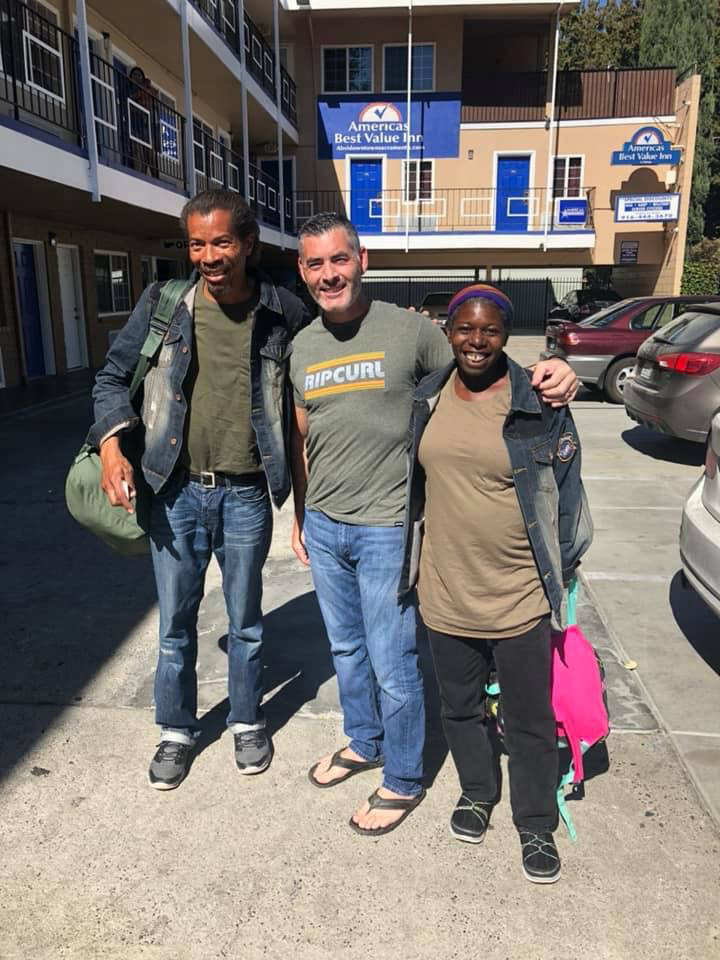 Tracey providing supplies to veterans in need as part of his organization Operation Good to Go